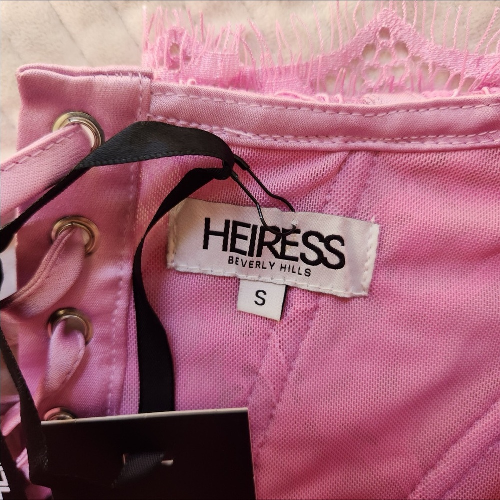NWT Heiress Beverly Hills lace drape corset mini dress in pink size S - Picture 5 of 9